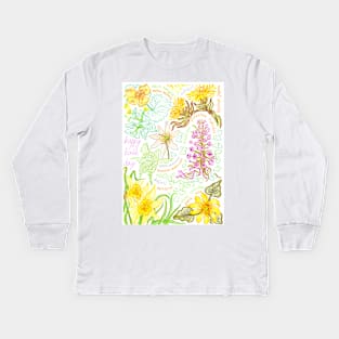 Happy Birthday spring flowers Kids Long Sleeve T-Shirt